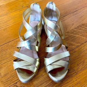 Loeffler Randall gold leather gladiator sandals